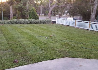 Hampton style timber fence with turf Collaroy