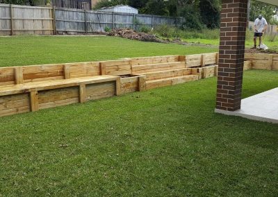 timber retaining wall and stairs Northern Beaches