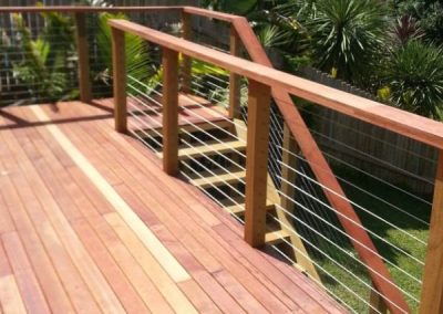 timber stairs with stainless steel balustrade cabling